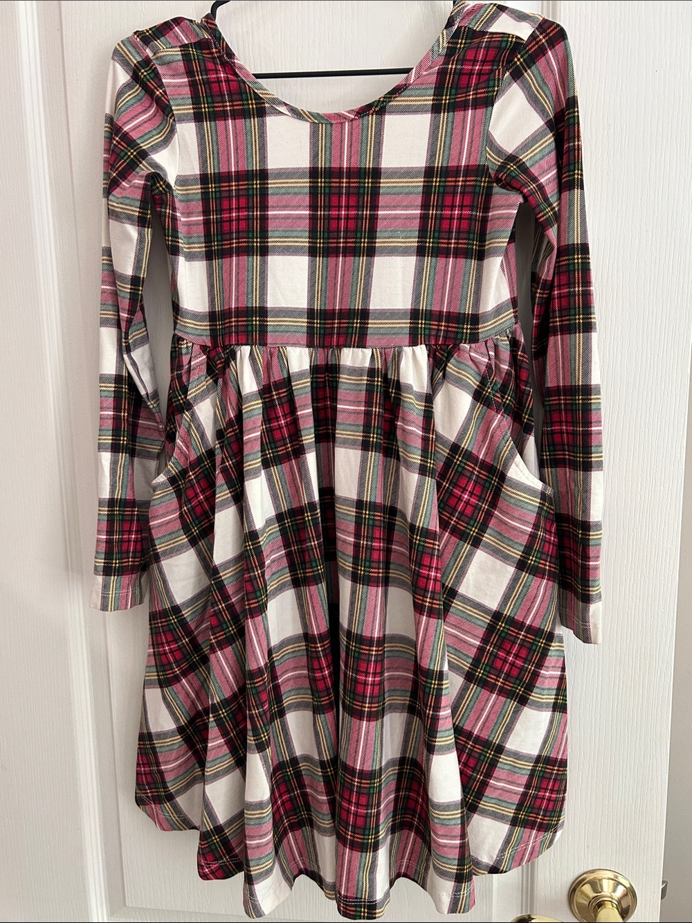 Hanna Andersson Girls 140 10 Plaid Dress with Pockets Long Sleeve Christmas